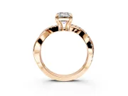 Solitaire Engagement Ring Setting for Emerald Cut Center with Half-Pave Crossover Band and Prong Head in Rose Gold