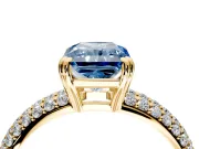 Solitaire Engagement Ring Setting for Fancy Blue Radiant Cut Center with Multi-Row Pave Accents and Basket Head in Yellow Gold