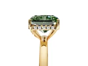Solitaire Engagement Ring Setting for Fancy Green Radiant Cut Center with Fine Wire Band and Prong Head in Yellow Gold