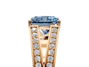 Split Shank Engagement Ring Setting for Fancy Blue Radiant Cut Center with Pave Split Shank and Prong Head in Rose Gold