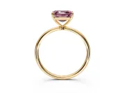 Solitaire Engagement Ring Setting for Fancy Pink Asscher Cut Center with Straight Thin Band and Prong Head in Yellow Gold