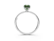 Solitaire Engagement Ring Setting for Fancy Green Emerald Cut Center with Straight Thin Band and Prong Head in Sterling Silver