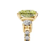 3 Stone Engagement Ring Setting for Fancy Yellow Radiant Cut Center with Round Cut Side Accents and Prong Head in Yellow Gold