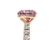 Solitaire Engagement Ring Setting for Fancy Pink Radiant Cut Center with Large Accent Band and Prong Head in Rose Gold