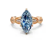 Solitaire Engagement Ring Setting for Fancy Blue Marquise Center with Marquise Panel Band and Prong Head in Rose Gold