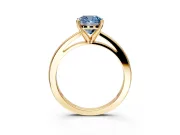 Solitaire Engagement Ring Setting for Fancy Blue Cushion Cut Center with Basket Rail and Prong Head in Yellow Gold