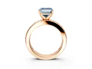Solitaire Engagement Ring Setting for Fancy Blue Asscher Cut Center with Channel-Set Accents and Prong Head in Rose Gold