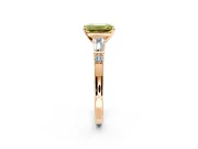 Bar-Set Engagement Ring Setting for Fancy Yellow Emerald Cut Center with Tapered Baguette Accents and Prong Head in Rose Gold