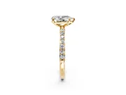Solitaire Engagement Ring Setting for Pear-Shaped Center with Pave Accents and Prong Head in Yellow Gold