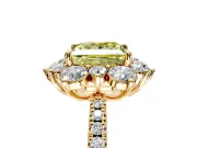 Floral Halo Engagement Ring Setting for Fancy Yellow Princess Cut Center with Pave Accents and Prong Head in Yellow Gold