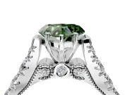 Solitaire Engagement Ring Setting for Fancy Green Heart-Shaped Center with Pave Cathedral Shoulders and Prong Head in Sterling Silver