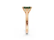 Solitaire Engagement Ring Setting for Fancy Green Emerald Cut Center with Cathedral Band and Prong Head in Rose Gold
