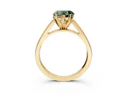 Solitaire Engagement Ring Setting for Fancy Green Heart-Shaped Center with Tapered Split Shoulders and Prong Head in Yellow Gold
