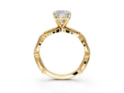 Solitaire Engagement Ring Setting for Cushion Cut Center with Marquise Panel Band and Prong Head in Yellow Gold