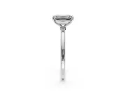Solitaire Engagement Ring Setting for Emerald Cut Center with Straight Thin Band and Prong Head in Platinum