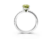 Solitaire Engagement Ring Setting for Fancy Yellow Radiant Cut Center with Large Accents and Prong Head in Sterling Silver