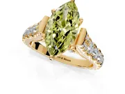 Solitaire Engagement Ring Setting for Fancy Yellow Marquise Center with Pave Cathedral Shoulders and Prong Head in Yellow Gold
