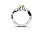Halo Engagement Ring Setting for Fancy Yellow Pear-Shaped Center with Tapered Plain Band and Prong Head in Platinum