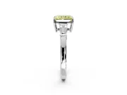 3 Stone Engagement Ring Setting for Fancy Yellow Radiant Cut Center with Baguette Accents and Prong Head in White Gold