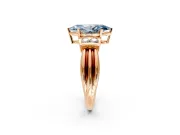 Solitaire Engagement Ring Setting for Fancy Blue Marquise Center with Grooved Bar Accent Band and Prong Head in Rose Gold