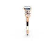 Cluster Engagement Ring Setting for Fancy Blue Princess Cut Center with 2-Row Shoulder Clusters and Prong Head in Rose Gold
