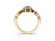Vintage Station Engagement Ring Setting for Fancy Blue Oval Center with Accents and Prong Head in Yellow Gold