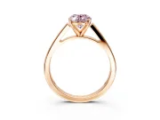 Solitaire Engagement Ring Setting for Fancy Pink Oval Center with Tapered Split Shoulders and Prong Head in Rose Gold