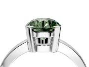 Solitaire Engagement Ring Setting for Fancy Green Round Cut Center with Plain Band and Flat Tab Prong Head in Platinum