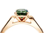 Solitaire Engagement Ring Setting for Fancy Green Emerald Cut Center with Channel Accents and Prong Head in Rose Gold