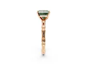 Solitaire Engagement Ring Setting for Fancy Green Princess Cut Center with Bamboo Band and Prong Head in Rose Gold