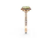 Halo Engagement Ring Setting for Fancy Yellow Princess Cut Center with Pave Accents, Heart Basket and Prong Head in Rose Gold