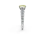 Solitaire Engagement Ring Setting for Fancy Yellow Radiant Cut Center with Pave Cathedral Shoulders and Prong Head in Platinum