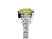 Solitaire Engagement Ring Setting for Fancy Yellow Cushion Cut Center with Widening Pave Band and Claw Prong Head in Sterling Silver