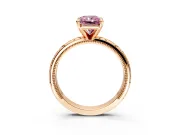 Solitaire Engagement Ring Setting for Fancy Pink Radiant Cut Center with Scrollwork Band and Prong Head in Rose Gold