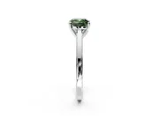 Solitaire Engagement Ring Setting for Fancy Green Cushion Cut Center with Flat-Sided Plain Band and Prong Head in White Gold