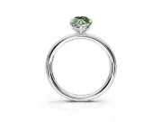 Low-Set Solitaire Engagement Ring Setting for Fancy Green Oval Center with Thin Plain Band and Prong Head in Platinum