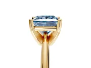 Solitaire Engagement Ring Setting for Fancy Blue Princess Cut Center with Knife Ridge Band and Claw Prong Head in Yellow Gold