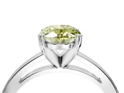 Solitaire Engagement Ring Setting for Fancy Yellow Oval Center with Basket Rail and Prong Head in White Gold