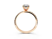 Solitaire Engagement Ring Setting for Emerald Cut Center with Micro Pave Band and Prong Head in Rose Gold