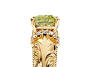 Solitaire Engagement Ring Setting for Fancy Yellow Cushion Cut Center with Filigree Accent Basket and Prong Head in Yellow Gold