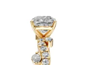 Solitaire Engagement Ring Setting for Cushion Cut Center with Bar-Station Pave Twist and Prong Head in Yellow Gold