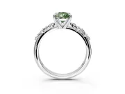 Solitaire Engagement Ring Setting for Fancy Green Pear-Shaped Center with Trailing Leaf Accent Band and Prong Head in Sterling Silver