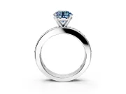 Solitaire Engagement Ring Setting for Fancy Blue Round Cut Center with Channel-Set Accents and Prong Head in Platinum