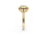 Starburst Halo Engagement Ring Setting for Fancy Yellow Asscher Cut Center with Thin Round-Wire Band and Prong Head in Yellow Gold
