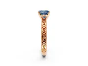 Solitaire Engagement Ring Setting for Fancy Blue Cushion Cut Center with Scrollwork Band and Prong Head in Rose Gold