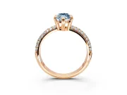 Solitaire Engagement Ring Setting for Fancy Blue Marquise Center with Multi-Row Pave Accents and Basket Head in Rose Gold