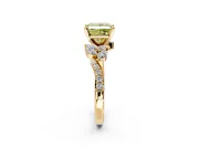 Solitaire Engagement Ring Setting for Fancy Yellow Princess Cut Center with Marquise Accent Twist Band and Prong Head in Yellow Gold