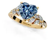Solitaire Engagement Ring Setting for Fancy Blue Heart-Shaped Center with Marquise Accent Twist Band and Prong Head in Yellow Gold