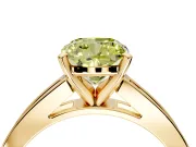 Solitaire Engagement Ring Setting for Fancy Yellow Cushion Cut Center with Princess Cut Channel Band and Prong Head in Yellow Gold