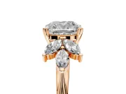 Floral Cluster Engagement Ring Setting for Cushion Cut Center with Marquise Accents and Prong Head in Rose Gold